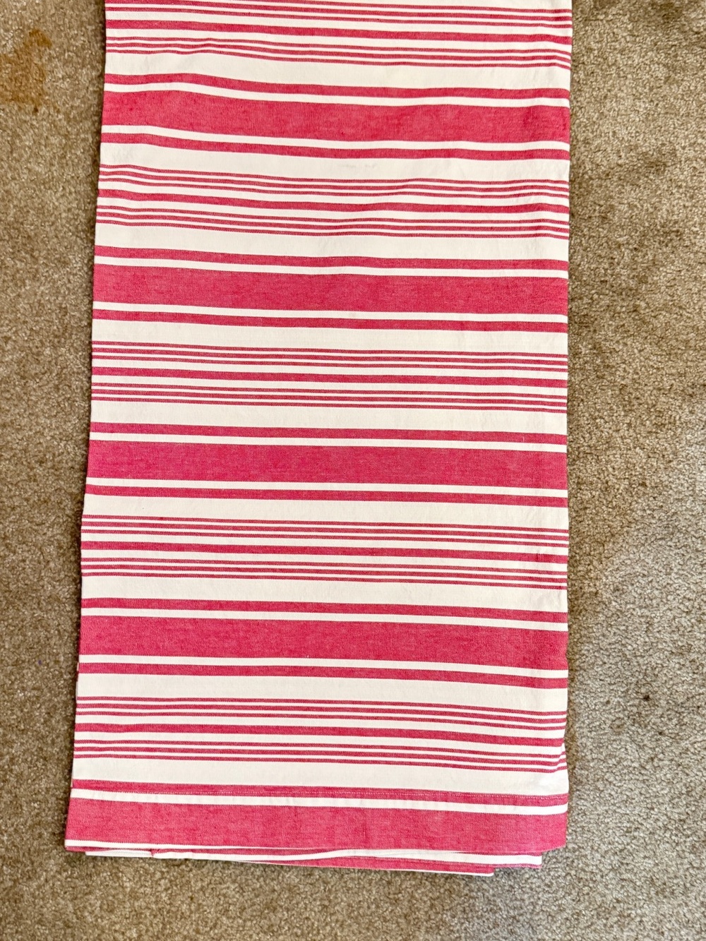 Williams Sonoma Vintage Red/Ivory Cabana Stripe Table Cloth 70” x 70”